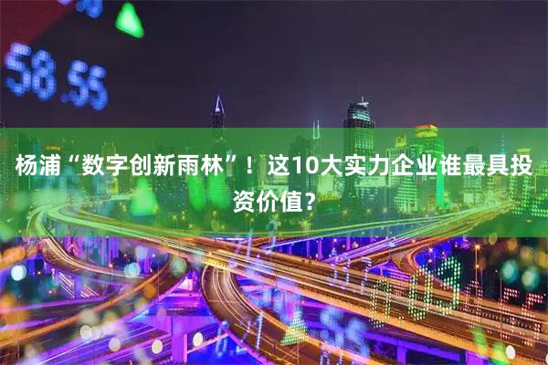 杨浦“数字创新雨林”！这10大实力企业谁最具投资价值？